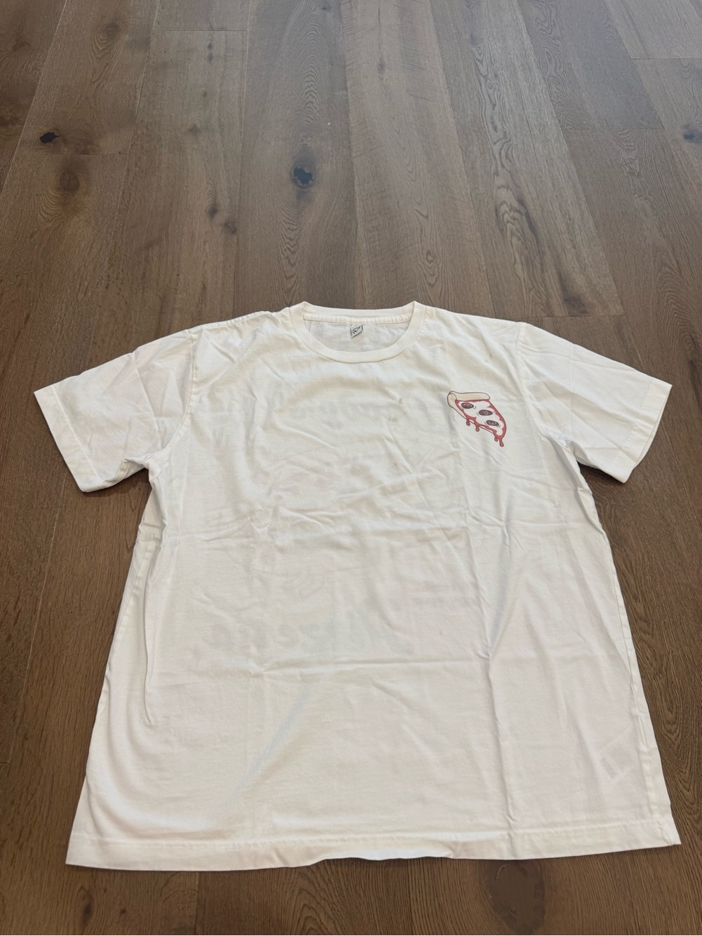Men's White Short Sleeve Tee with Small Red Chest Graphic